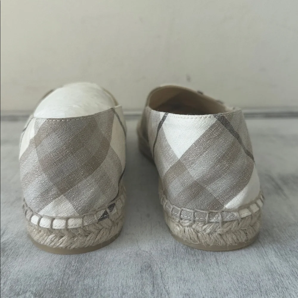 Burberry Mews Check Espadrille Flat Women Cotton Ip Check Grey Beige 9US / 39EU
